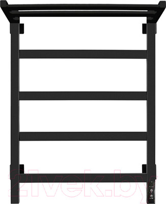 Полотенцесушитель электрический GRANULA Квадро 50x60 с полкой (терморегулятор, черный матовый)