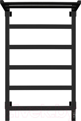 Полотенцесушитель электрический GRANULA Квадро 50x80 с полкой (терморегулятор, черный матовый)