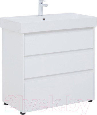 Тумба под умывальник Aquanet Nova Lite 85 / 302475 (белый глянец)