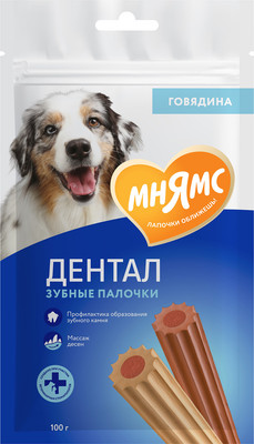 Лакомство для собак Мнямс Dental Зубные палочки с говядиной / 170432 (100г)