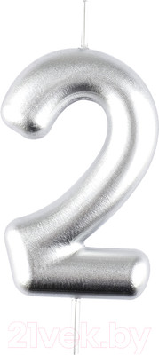 Свеча для торта Meshu Цифра 2 / MS_59716 (серебристый)