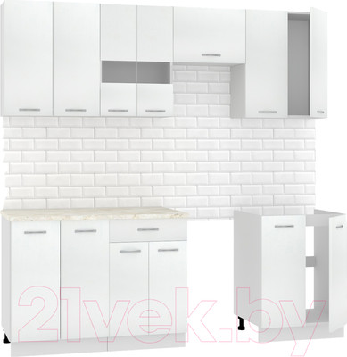 Кухонный гарнитур Mio Tesoro Экстра-лайт 2.2 (белый/королевский опал)