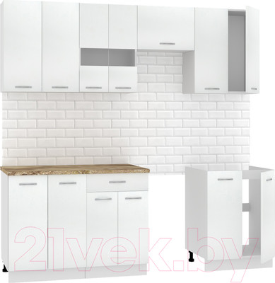 Кухонный гарнитур Mio Tesoro Экстра-лайт 2.2 (белый/мадрид)