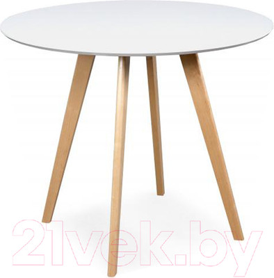 Обеденный стол Мебельград Вивальди D90 (белый матовый/прозрачный лак)