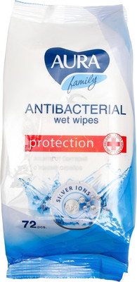 Влажные салфетки Aura Family Для всей семьи С антибактериальным эффектом (72шт)