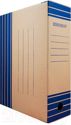 Коробка архивная Koroboff 200мм / оф200б (бурый/синий)