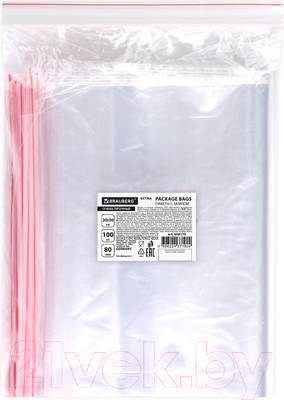 Комплект пакетов-слайдеров Brauberg Extra. Zip Lock / 608179  (100шт)