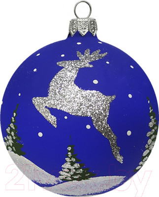 Шар новогодний Декарт Благородный олень 8Ш0052 (10см, синий)