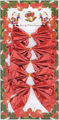 Набор елочных игрушек Феникс-Презент Бант. Красное мерцание / 39189 (5шт)