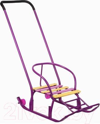 Санки детские GalaXy Мишутка 5 с колесом (фиолетовый)