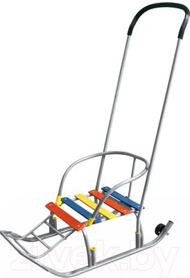 Санки детские GalaXy Мишутка 5 с колесом (серебристый)