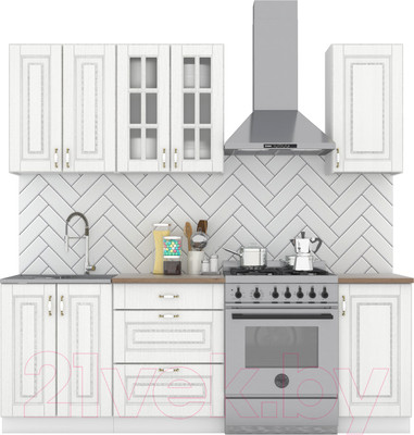 Кухонный гарнитур Интермебель Бостон-2 1.6 (акация белая/мрамор лацио белый)