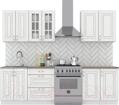 Кухонный гарнитур Интермебель Бостон-5 2.0 (акация белая/мрамор лацио белый)