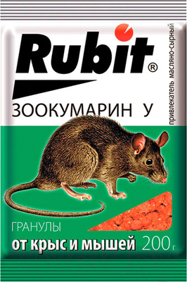 Средство для борьбы с вредителями Rubit Зоокумарин От крыс и мышей (200г, сыр)