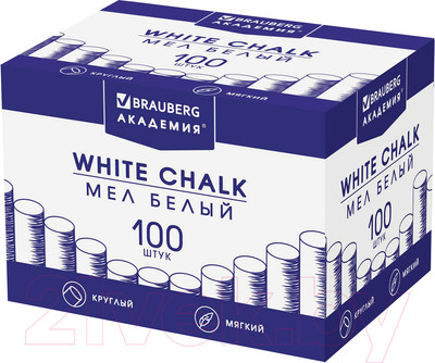 Набор мела канцелярского Brauberg Академия / 271146 (100шт)