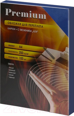 Обложки для переплета Office Kit А4 лен / LBA400250 (100шт, синий)
