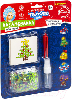 Развивающая игра Bondibon Новогодняя аквамозаика неоновая / ВВ5549