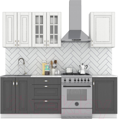 Кухонный гарнитур Интермебель Бостон-3 1.7 (акация белая/акация графит/тунис)