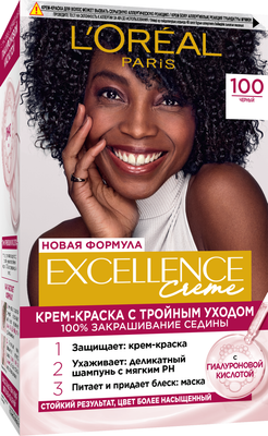 Крем-краска для волос L'Oreal Paris Color Excellence 100 (черный)