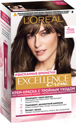 Крем-краска для волос L'Oreal Paris Color Excellence 400 (каштановый)