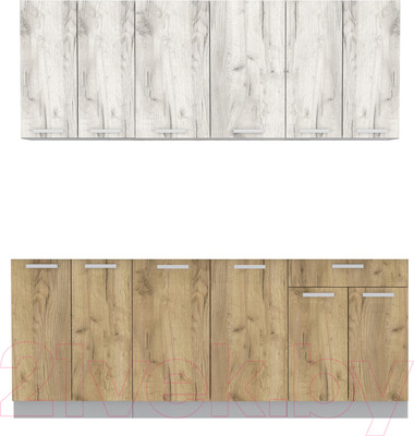 Кухонный гарнитур Интерлиния Мила Лайт 2.0-60 без столешницы (дуб белый/дуб золотой)