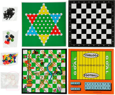 Набор настольных игр Играем вместе 4 в 1 / ZY1223896-R