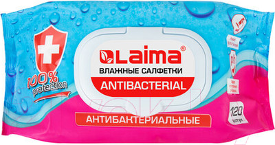 Влажные салфетки Laima Antibacterial / 112497 (120шт)