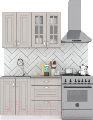 Кухонный гарнитур Интермебель Бостон-1 1.2 (ясень капучино софт/мрамор лацио белый)