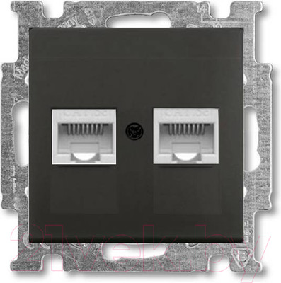 Розетка ABB Basic 55 / 13210405-02.41-05.01-01.00 (шато-черный, лицевая панель)