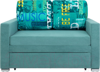 Диван KRONES Афродита выкатной 195x100 (велюр бирюзово-зеленый/рисунок)
