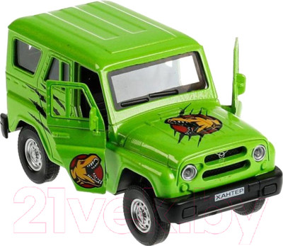 Автомобиль игрушечный Технопарк UAZ Hunter Динозавры / HUNTER-12DIN-GN