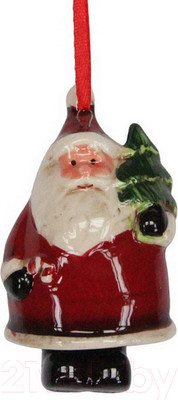 Елочная игрушка Gisela Graham Nostalgia. Санта-колокольчик с елкой / 13749