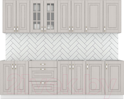 Кухонный гарнитур Интермебель Бостон-9 2.6 без столешницы (ясень капучино софт)