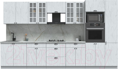 Кухонный гарнитур Интерлиния Берес 3.6В (дуб полярный/серый каспий)