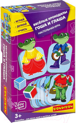 Настольная игра Bondibon Веселые крокодилы. Гоша и Глаша 2 в 1 / ВВ5118
