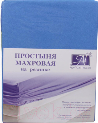 Простыня AlViTek Махровая на резинке 160x200x20 / ПМР-ЛАЗУ-160 (лазурь)