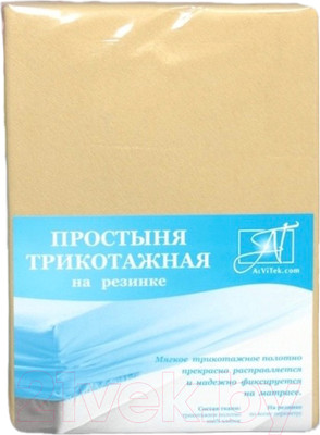 Простыня для малышей AlViTek Трикотажная на резинке 60x120x15 / ПТР-БЕЖ-060 (бежевый)