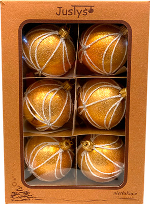 Набор шаров новогодних GreenTerra 60мм (6шт, рисунок)