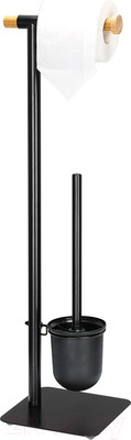 Стойка для туалетной бумаги с ершиком Bergenson Bjorn Bath Mats / HF-MTS-HLD-HGMT-BM-BLK (черный)