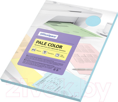 Набор цветной бумаги OfficeSpace Pale Color А4 / PC_38231 (100л, голубой)