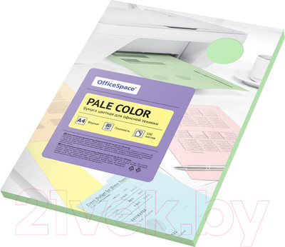 Набор цветной бумаги OfficeSpace Pale Color А4 / PC_38233 (100л, зеленый)