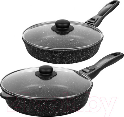 Набор сковородок Elan Gallery Гармония вкуса / 120134+2 (черный мрамор)