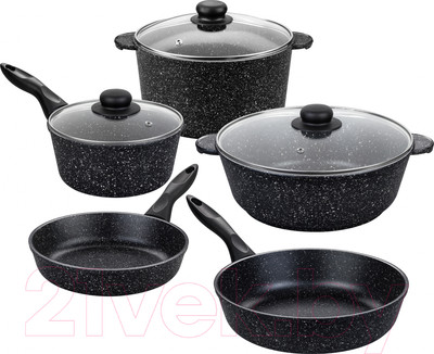 Набор кухонной посуды Elan Gallery 120109+5 (черный мрамор)