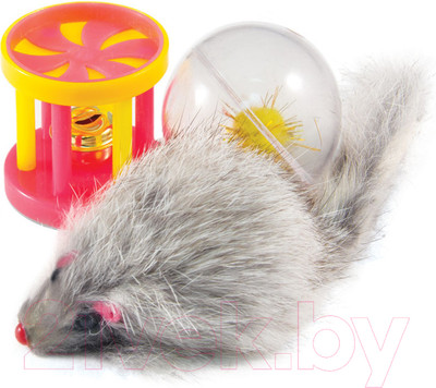 Набор игрушек для кошек Triol XW0087 / 22181039 (мяч, мышь, барабан)