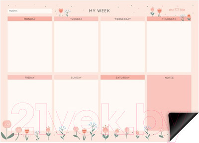 Планинг магнитный Meshu Flowers. На неделю / MS_47315