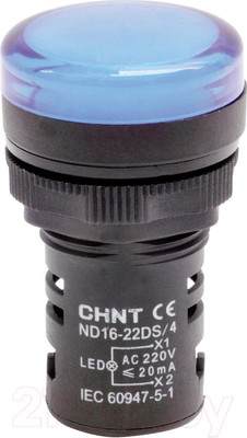 Лампа сигнальная Chint ND16-22DS/4 AC 230В (R) / 593152 (синий)
