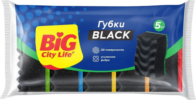 Набор губок для мытья посуды Big City Life Максима Black (5шт)