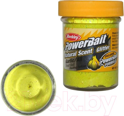 Прикормка рыболовная Berkley Fishing PowerBait Natural Scent Garlic Sunshine Yellow / 1290577 (50г)