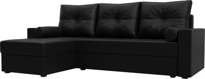 Диван угловой Лига Диванов Верона лайт левый (экокожа черный)