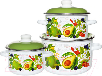 Набор кастрюль СтальЭмаль Авокадо 6КВ021М